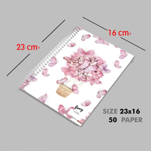 دفتر مشق 50 برگ مستر راد طرح دسته گل پروانه ای کد fiory 2704