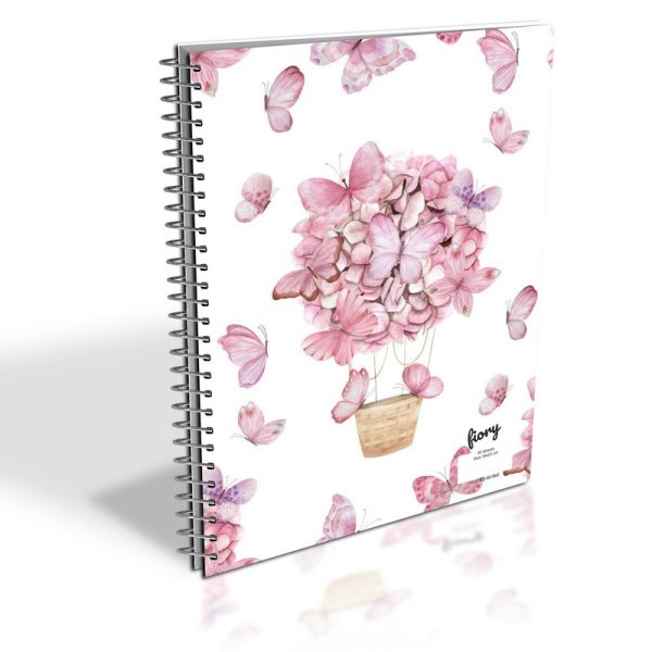 دفتر مشق 50 برگ مستر راد طرح دسته گل پروانه ای کد fiory 2704