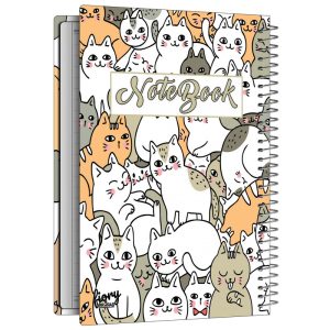 دفتر مشق 50 برگ مستر راد طرح گربه های بازیگوش کد fiory 2471